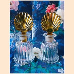 Vintage Pair of Art Deco Glass Perfume Bottles